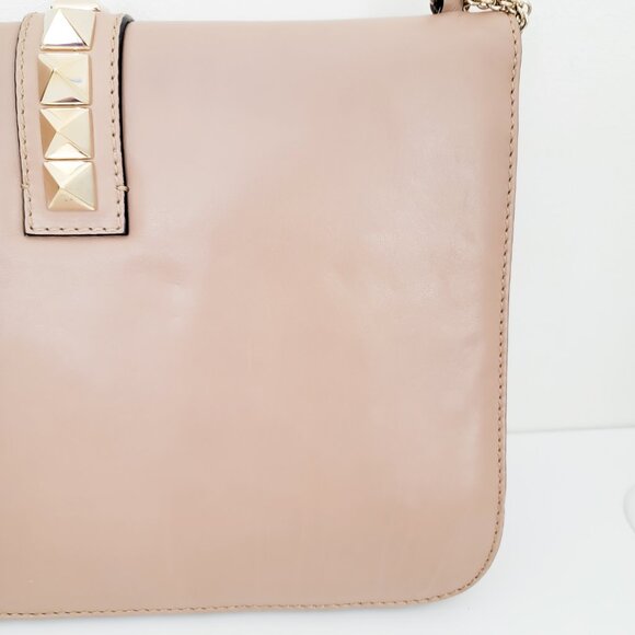 Valentino Vitello Large Glam Lock Rockstud Flap Bag Poudre - Picture 9 of 15